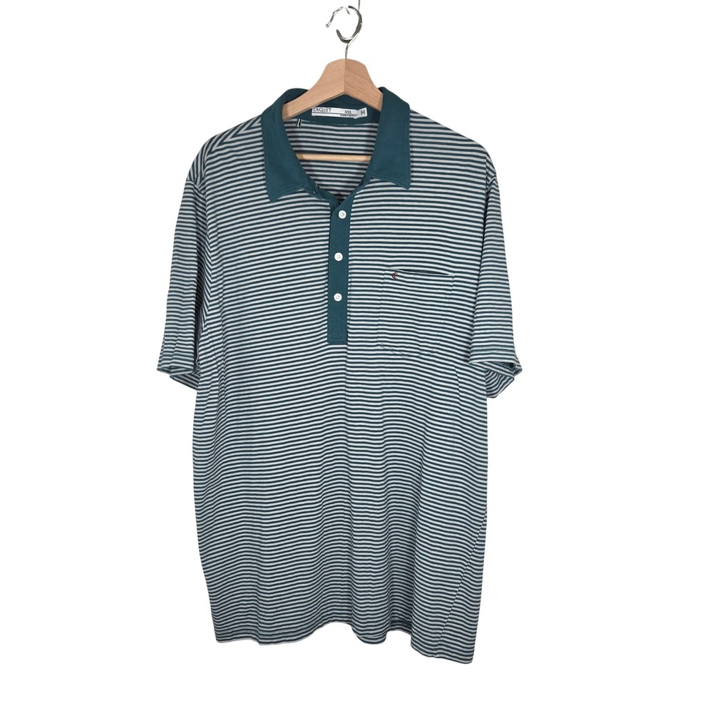 Criquet Pima Cotton Polo Shirt XXL Teal White Stripe Stretch Golf Mens